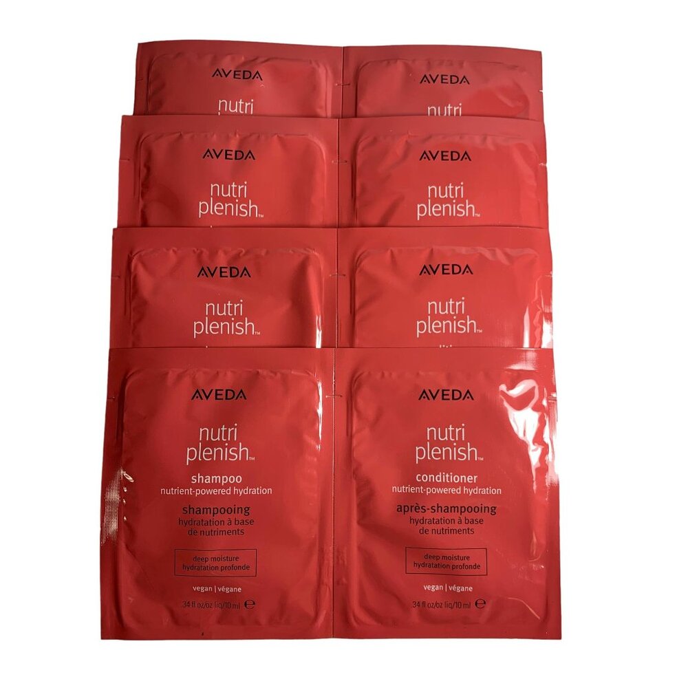 4 Sets Aveda Nutriplenish Shampoo & Conditioner Deep Moisture 0.34oz/10ml Each